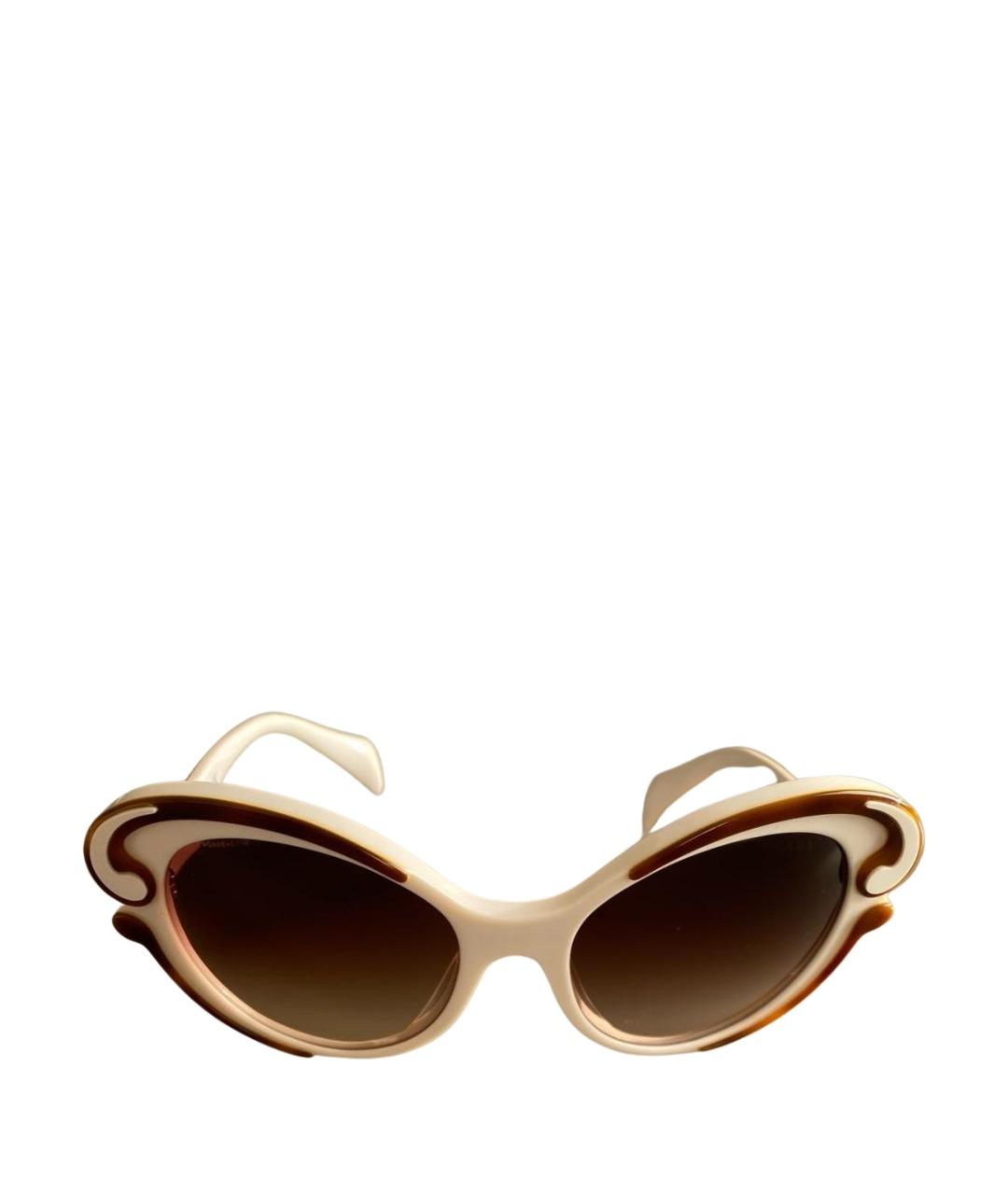 PRADA Бежевые пластиковые солнцезащитные очки, фото 1