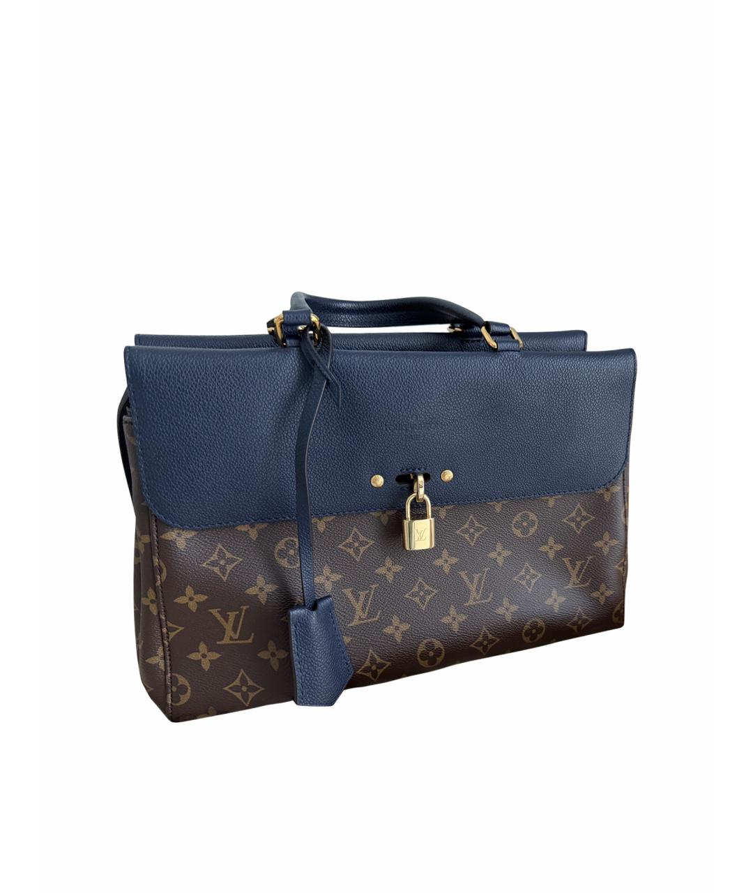 LOUIS VUITTON Коричневая кожаная сумка с короткими ручками, фото 1