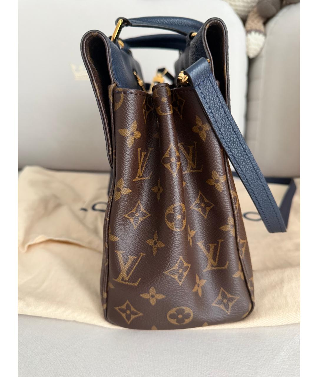 LOUIS VUITTON Коричневая кожаная сумка с короткими ручками, фото 7