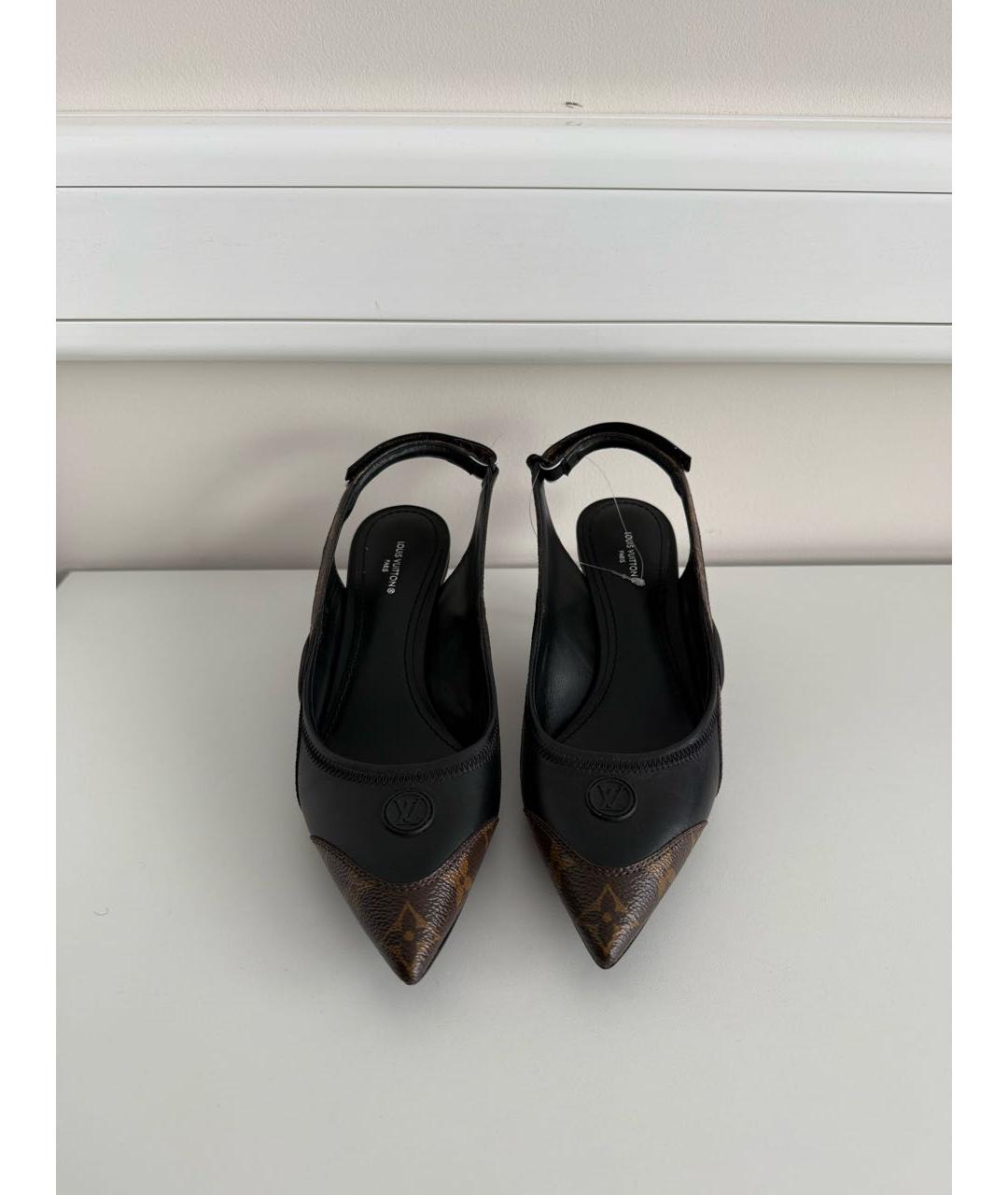 LOUIS VUITTON Коричневые кожаные лодочки на низком каблуке, фото 3