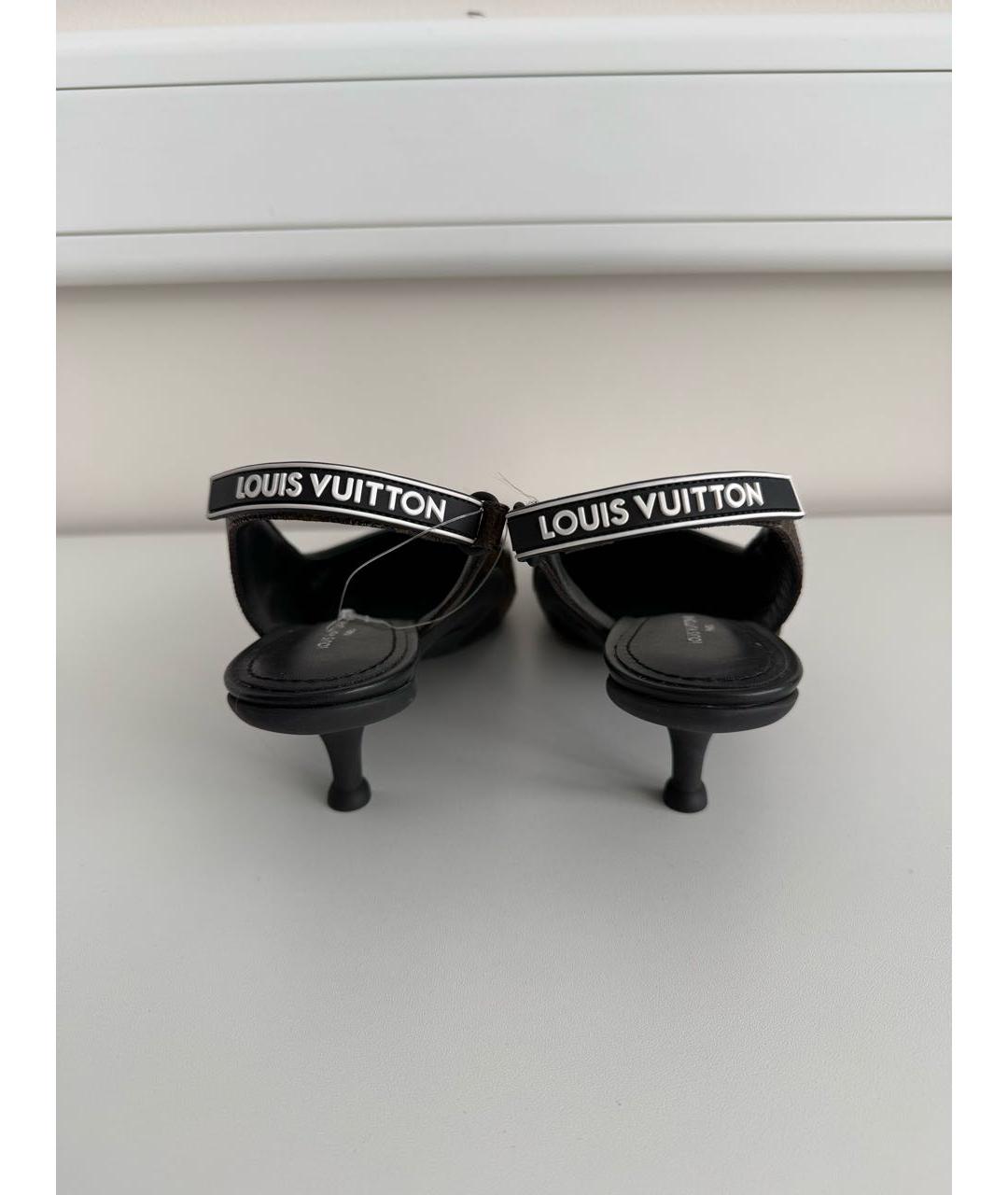 LOUIS VUITTON Коричневые кожаные лодочки на низком каблуке, фото 5