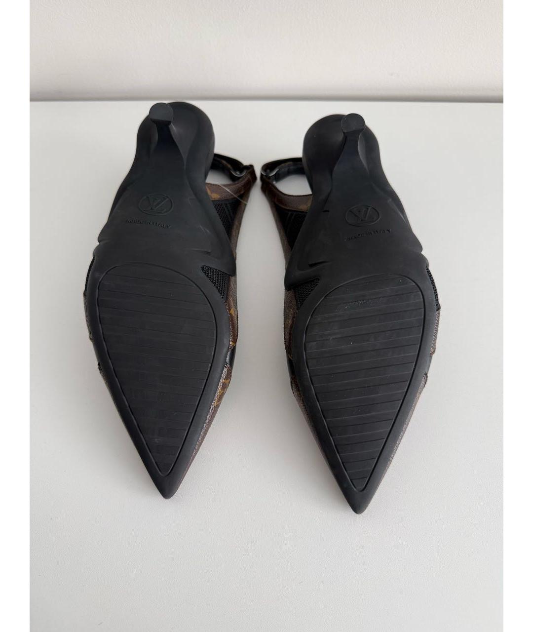 LOUIS VUITTON Коричневые кожаные лодочки на низком каблуке, фото 7