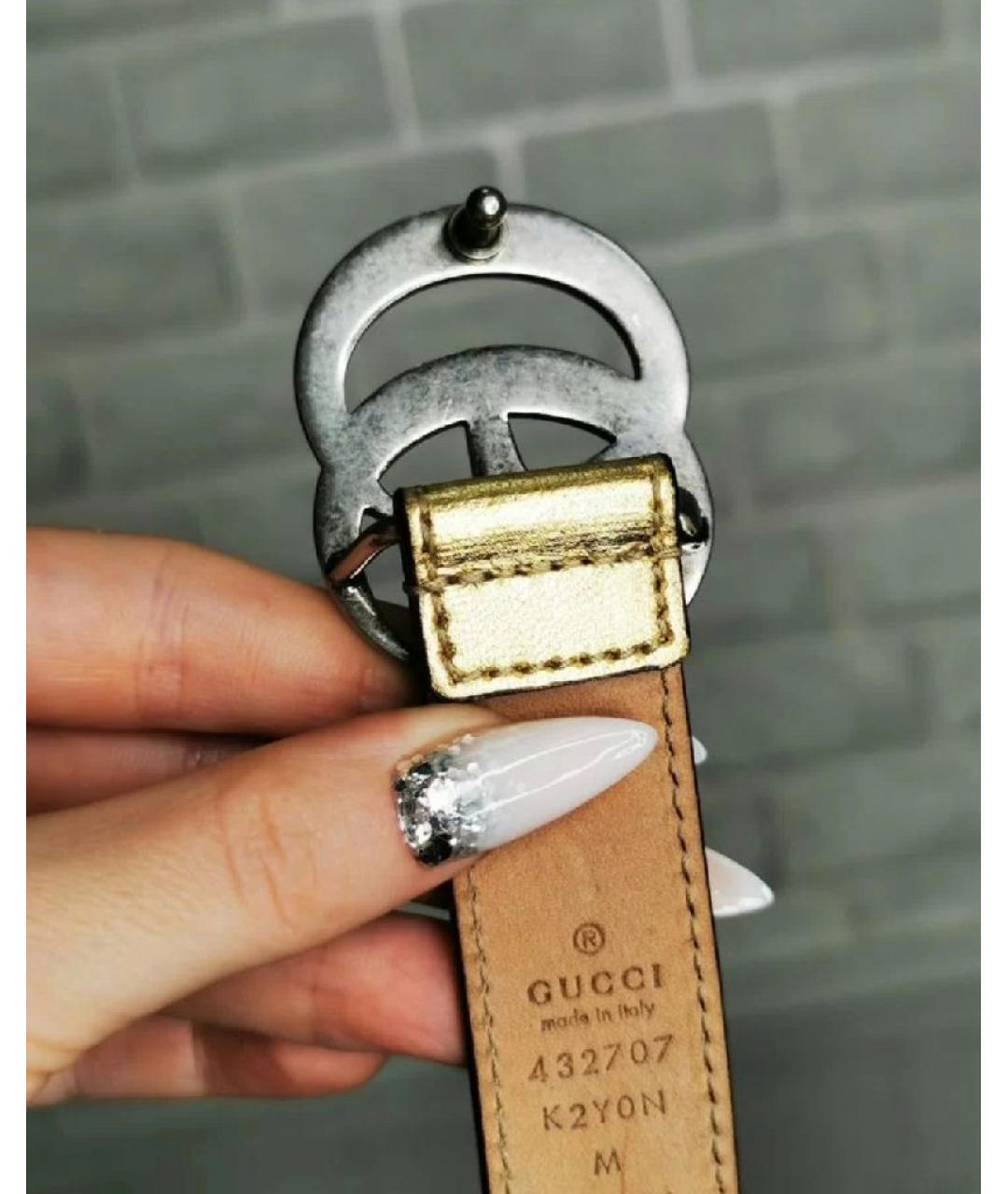 GUCCI Золотой кожаный ремень, фото 6