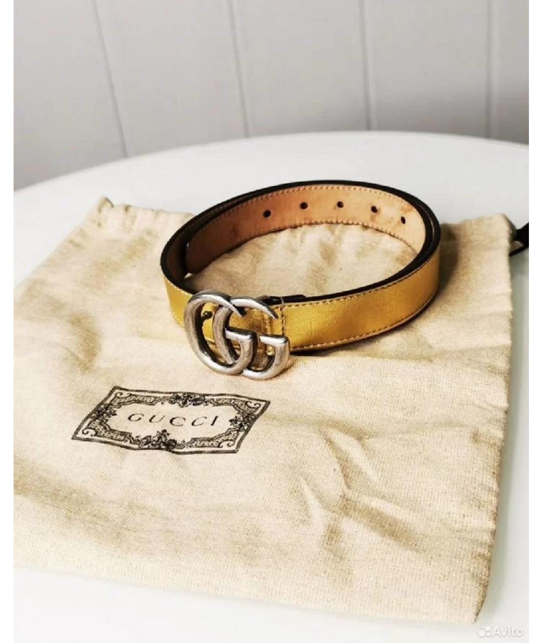 GUCCI Золотой кожаный ремень, фото 2