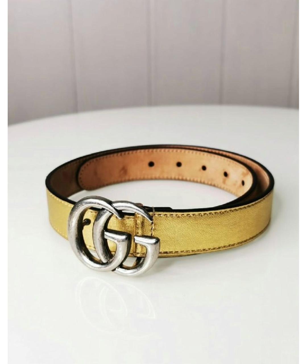 GUCCI Золотой кожаный ремень, фото 10