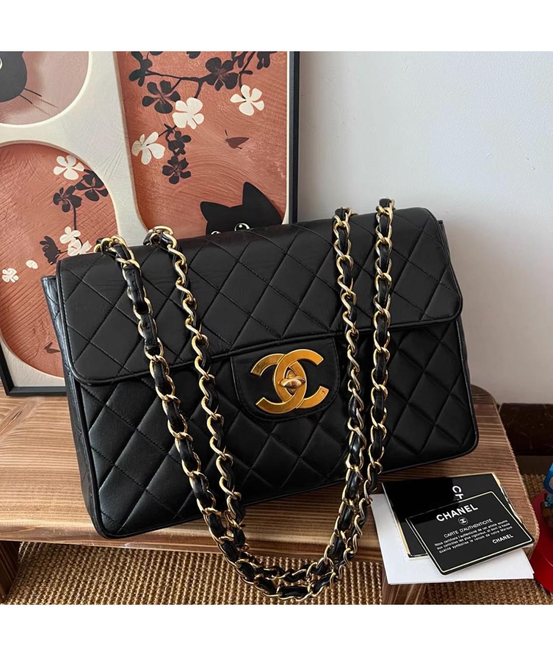 CHANEL Черная кожаная сумка с короткими ручками, фото 9