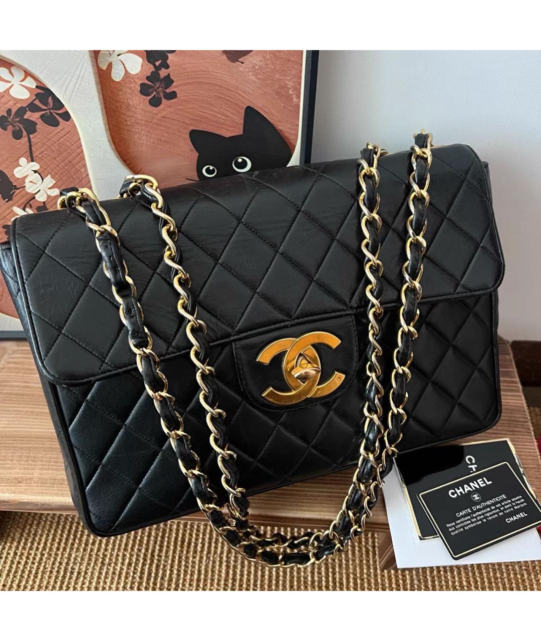 CHANEL Черная кожаная сумка с короткими ручками, фото 2