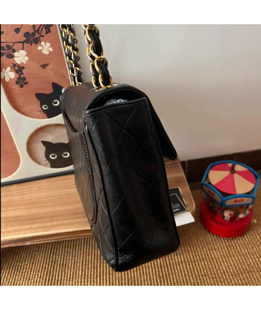 CHANEL Черная кожаная сумка с короткими ручками, фото 5