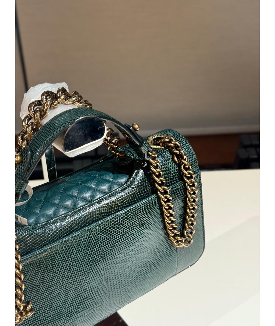CHANEL Зеленая сумка через плечо из экзотической кожи, фото 6