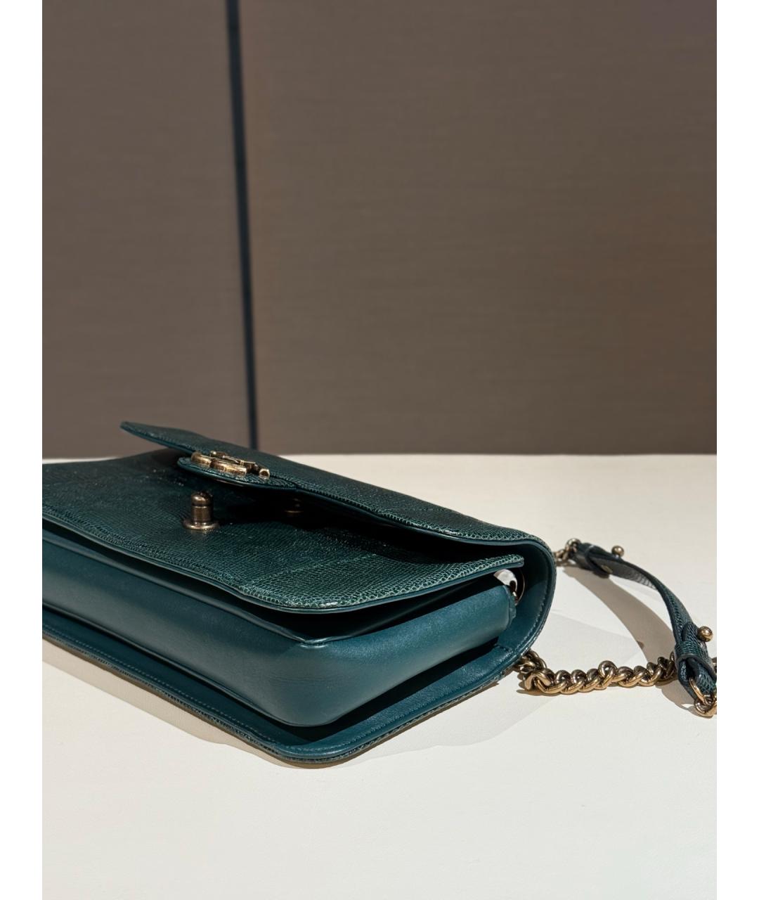 CHANEL Зеленая сумка через плечо из экзотической кожи, фото 8