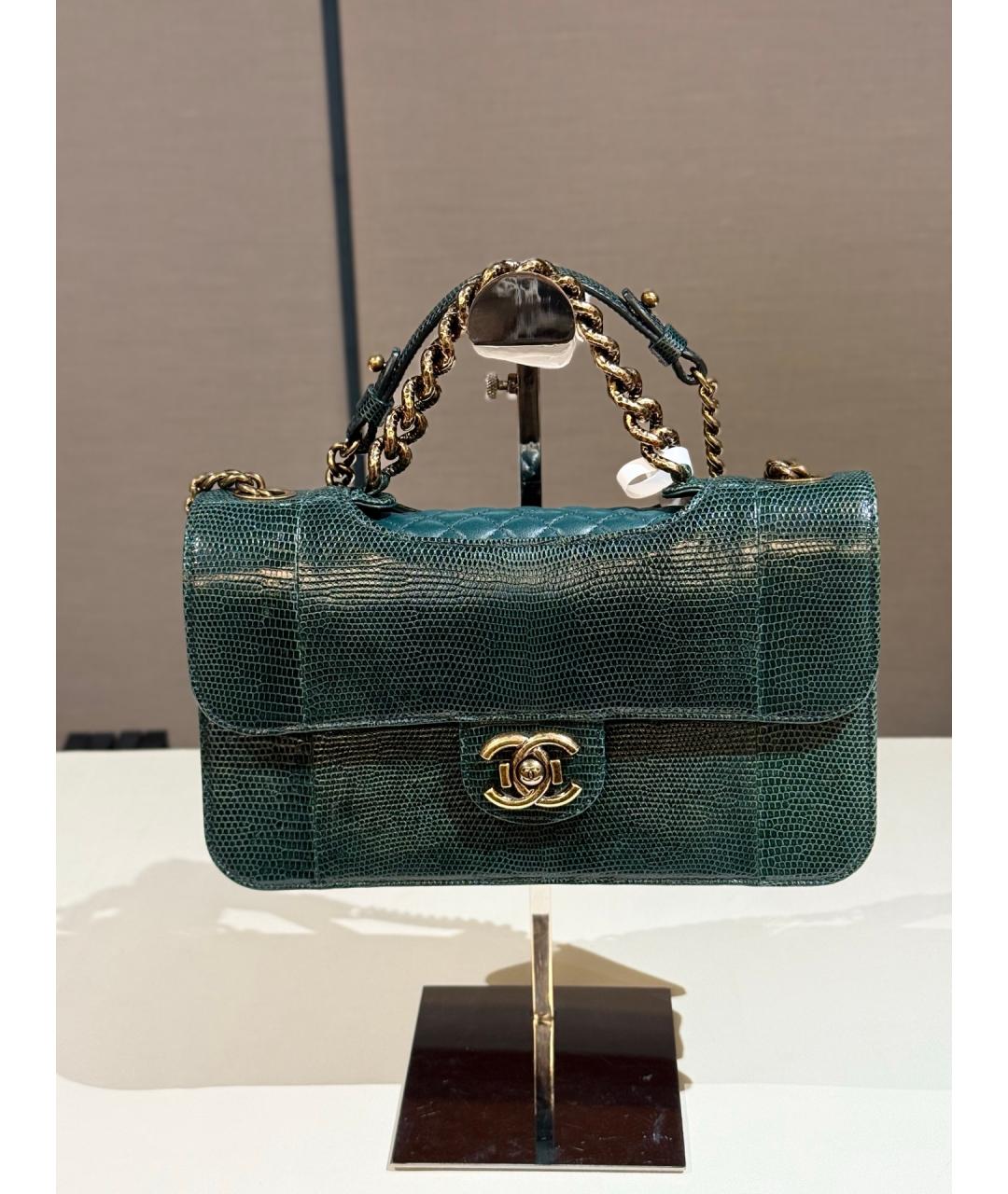 CHANEL Зеленая сумка через плечо из экзотической кожи, фото 9