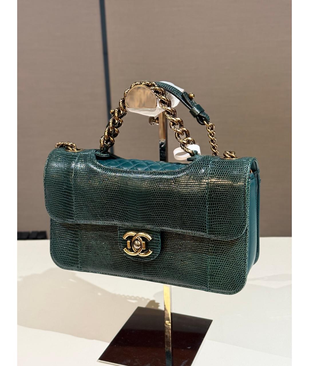 CHANEL Зеленая сумка через плечо из экзотической кожи, фото 2