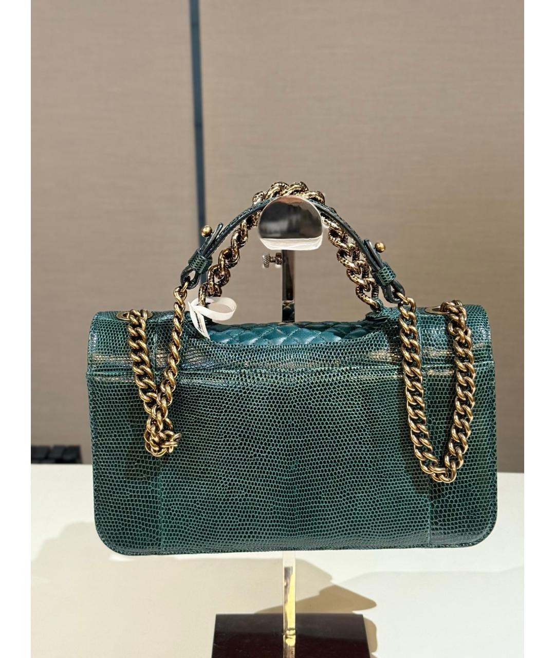 CHANEL Зеленая сумка через плечо из экзотической кожи, фото 4