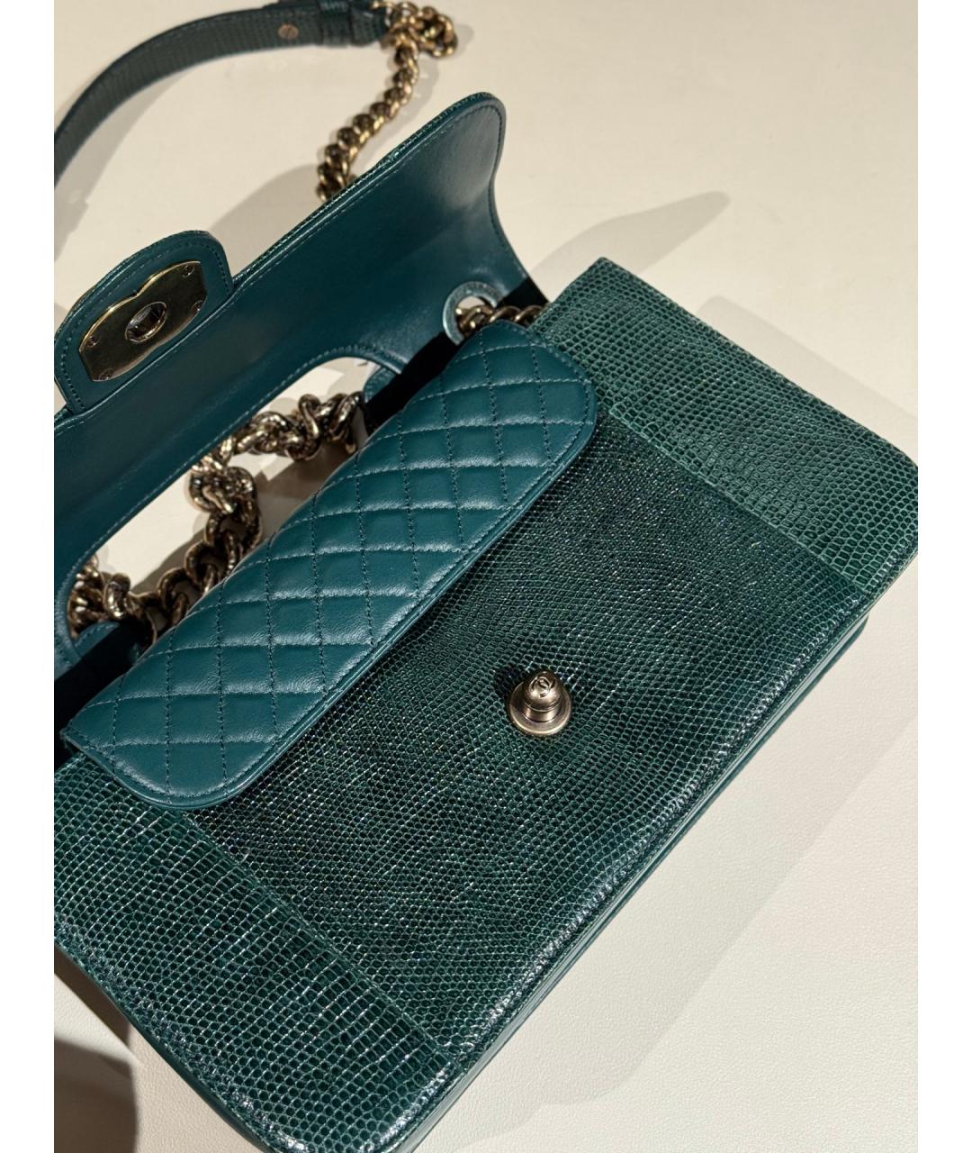 CHANEL Зеленая сумка через плечо из экзотической кожи, фото 7
