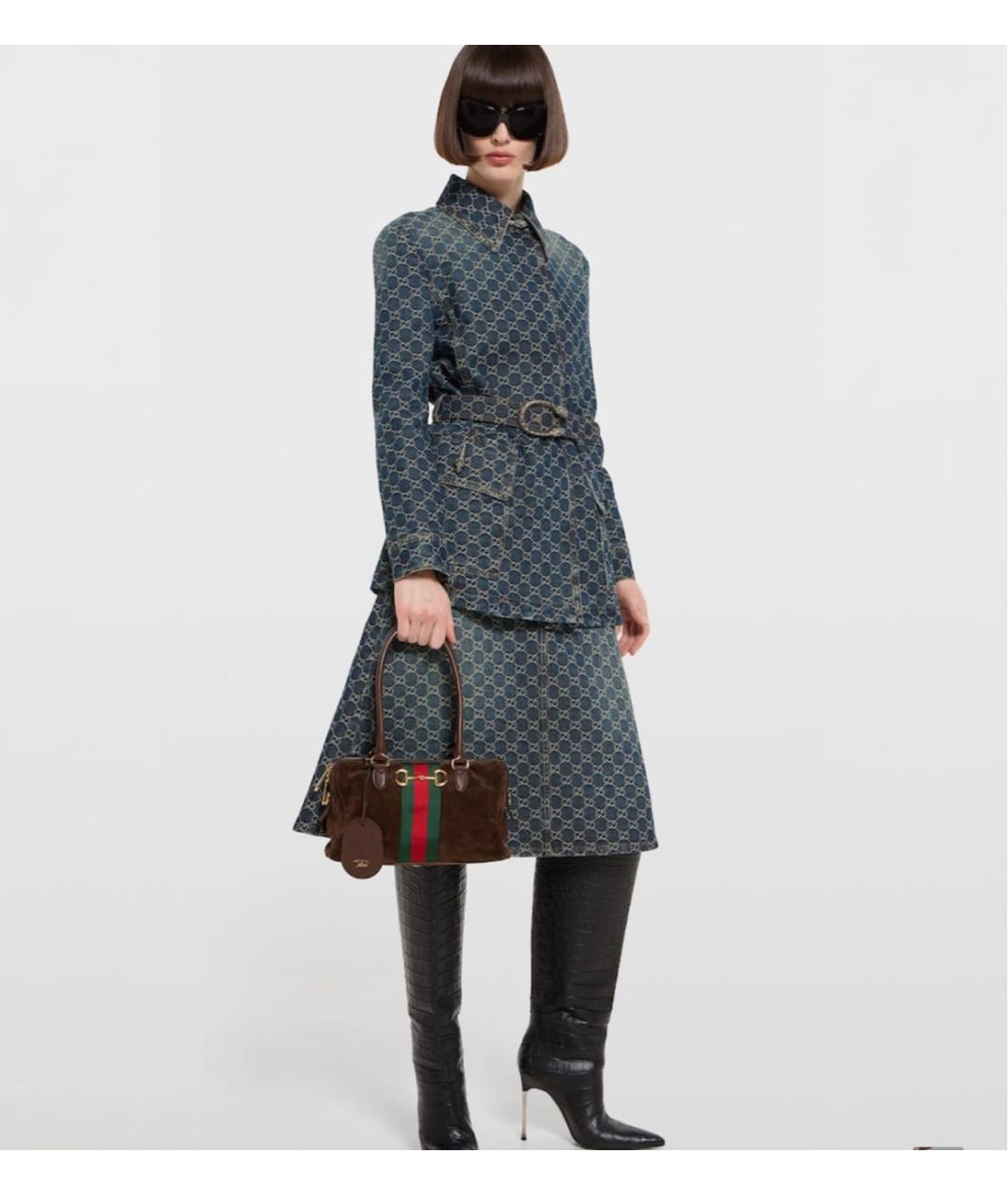 GUCCI Коричневая замшевая сумка тоут, фото 4