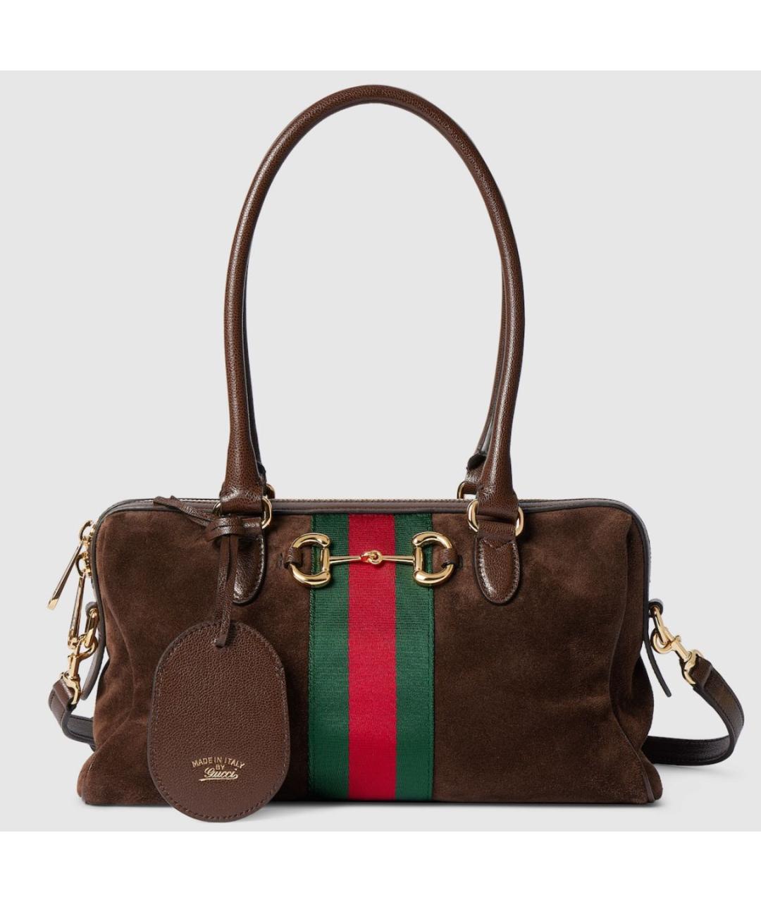 GUCCI Коричневая замшевая сумка тоут, фото 5