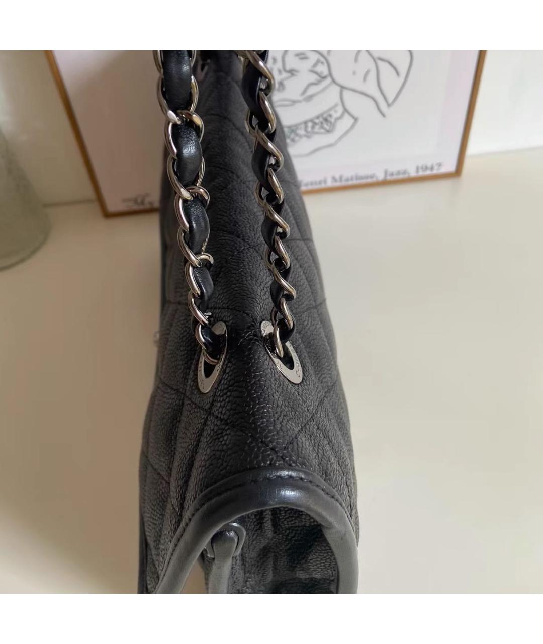 CHANEL Черная кожаная сумка с короткими ручками, фото 7