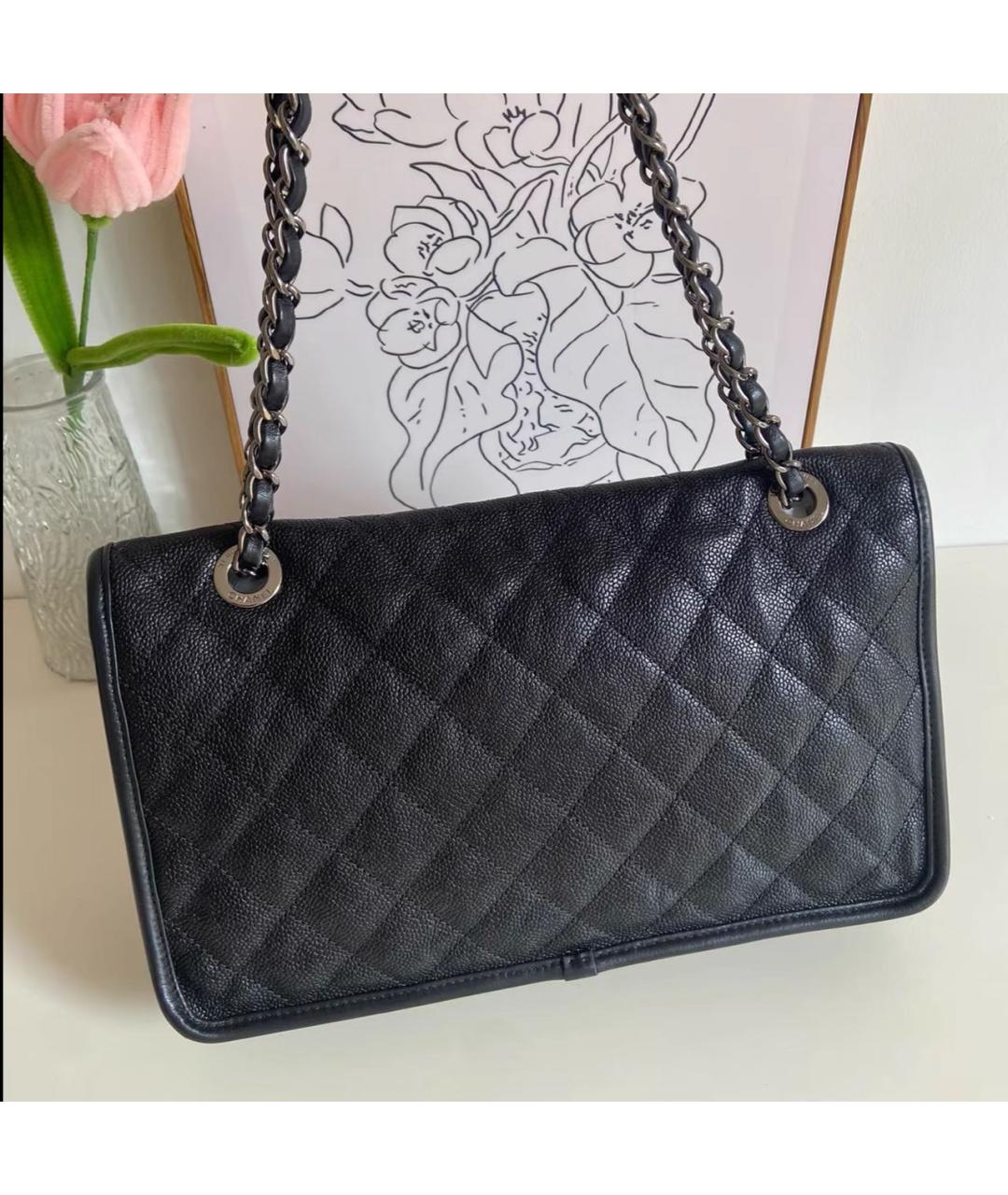 CHANEL Черная кожаная сумка с короткими ручками, фото 2