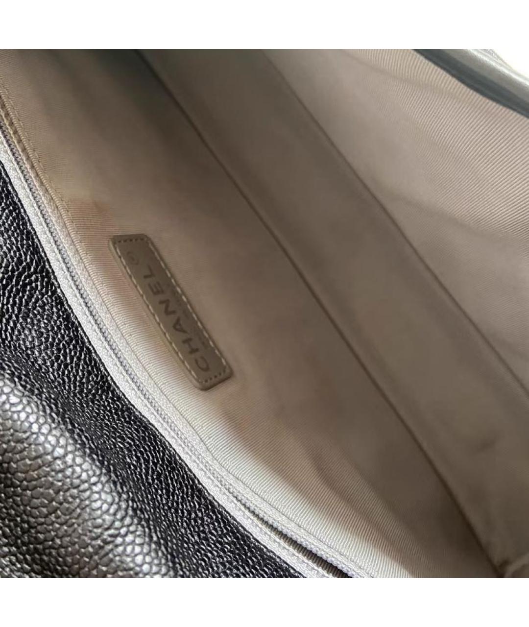 CHANEL Черная кожаная сумка с короткими ручками, фото 8