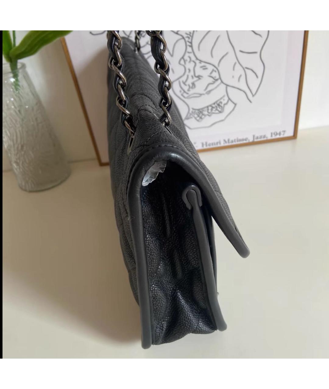 CHANEL Черная кожаная сумка с короткими ручками, фото 3