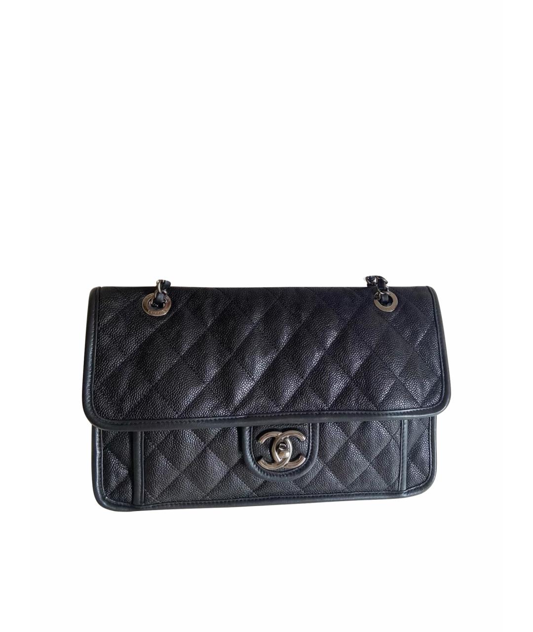 CHANEL Черная кожаная сумка с короткими ручками, фото 1