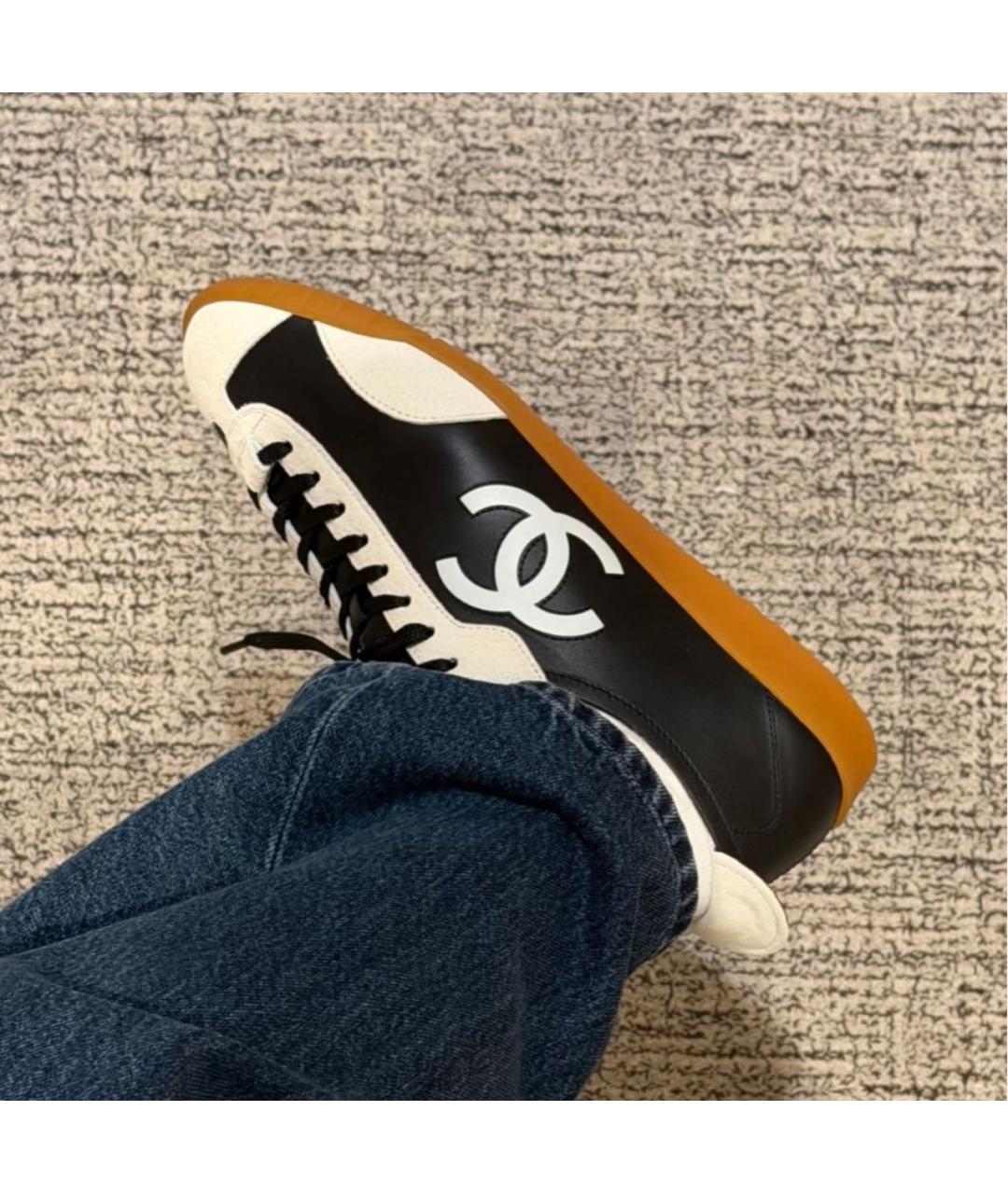 CHANEL Черные кожаные кеды, фото 2