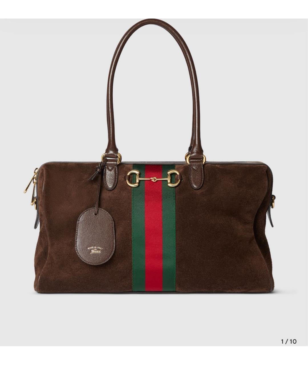 GUCCI Коричневая замшевая сумка тоут, фото 4