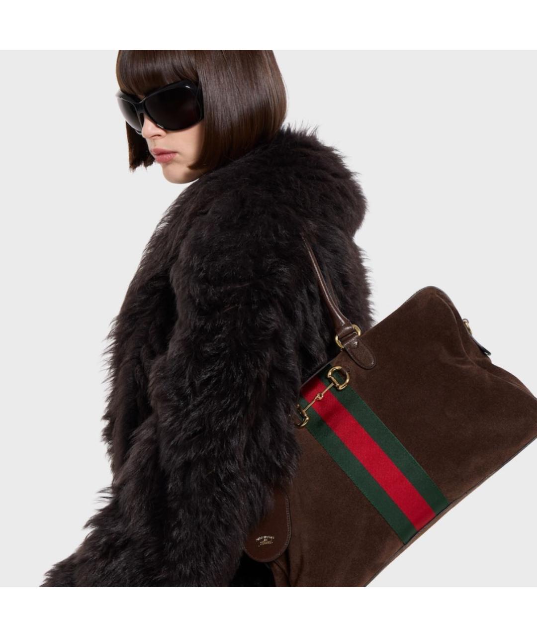 GUCCI Коричневая замшевая сумка тоут, фото 3