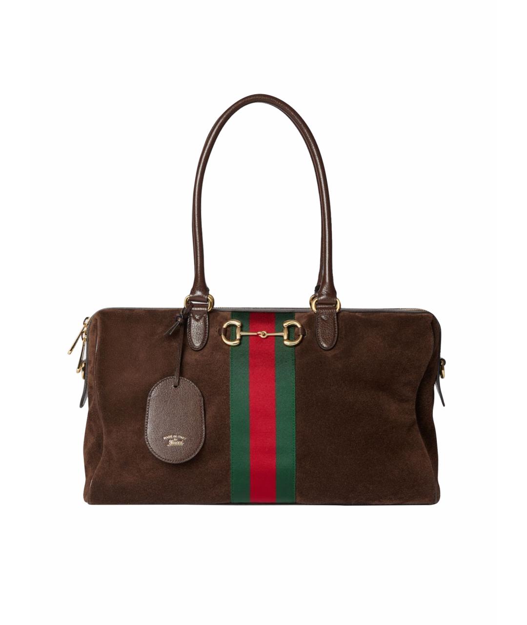 GUCCI Коричневая замшевая сумка тоут, фото 1