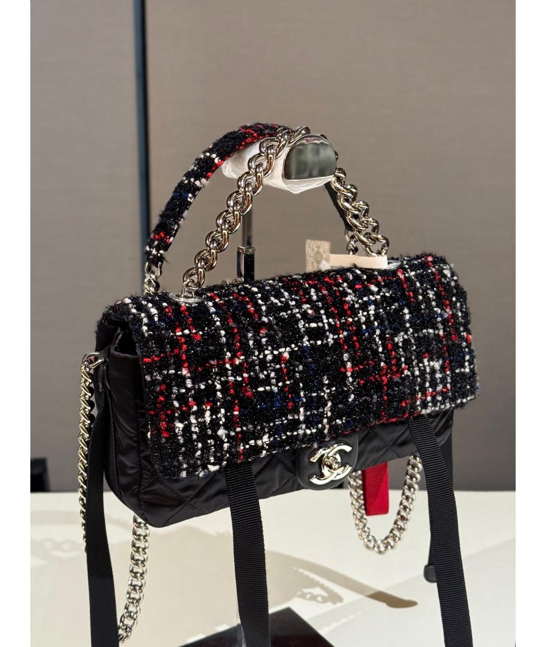 CHANEL Черная твидовая сумка через плечо, фото 3