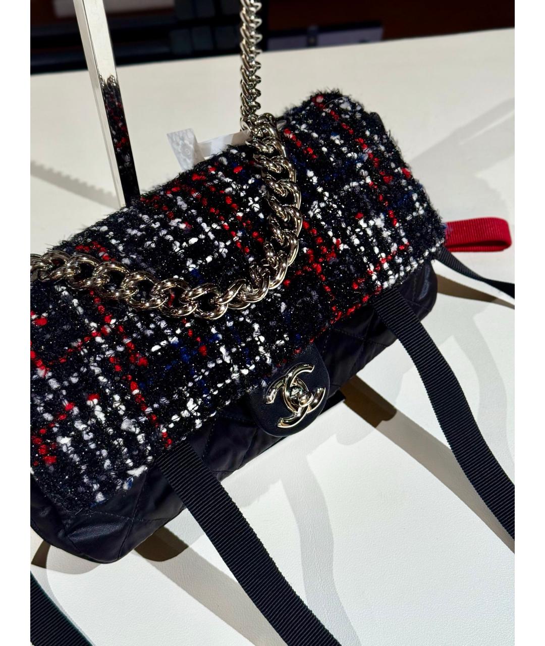 CHANEL Черная твидовая сумка через плечо, фото 4