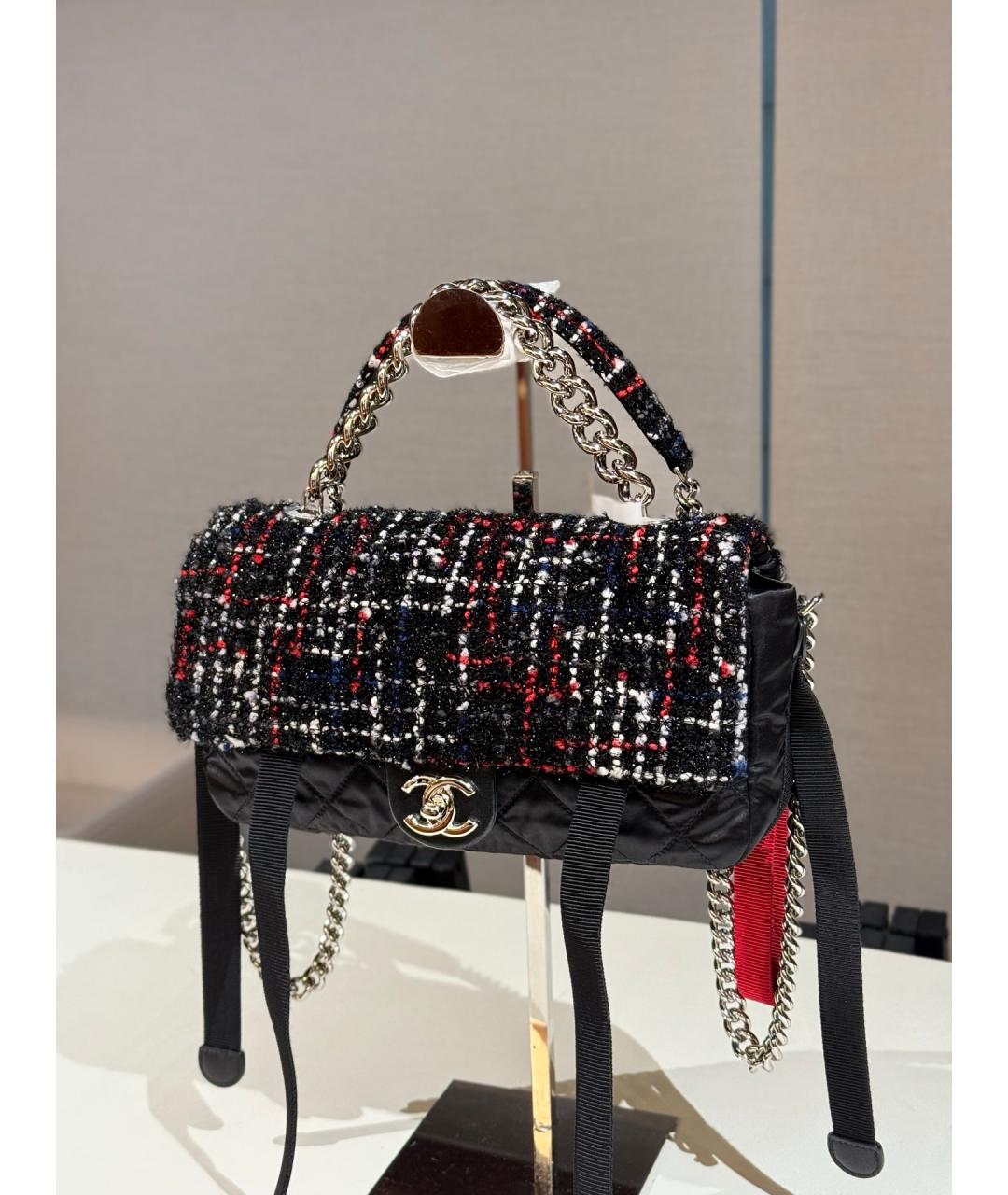 CHANEL Черная твидовая сумка через плечо, фото 2
