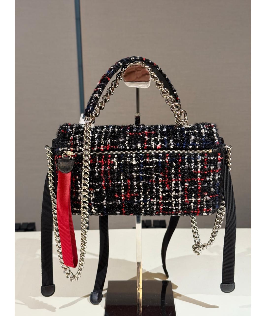 CHANEL Черная твидовая сумка через плечо, фото 5