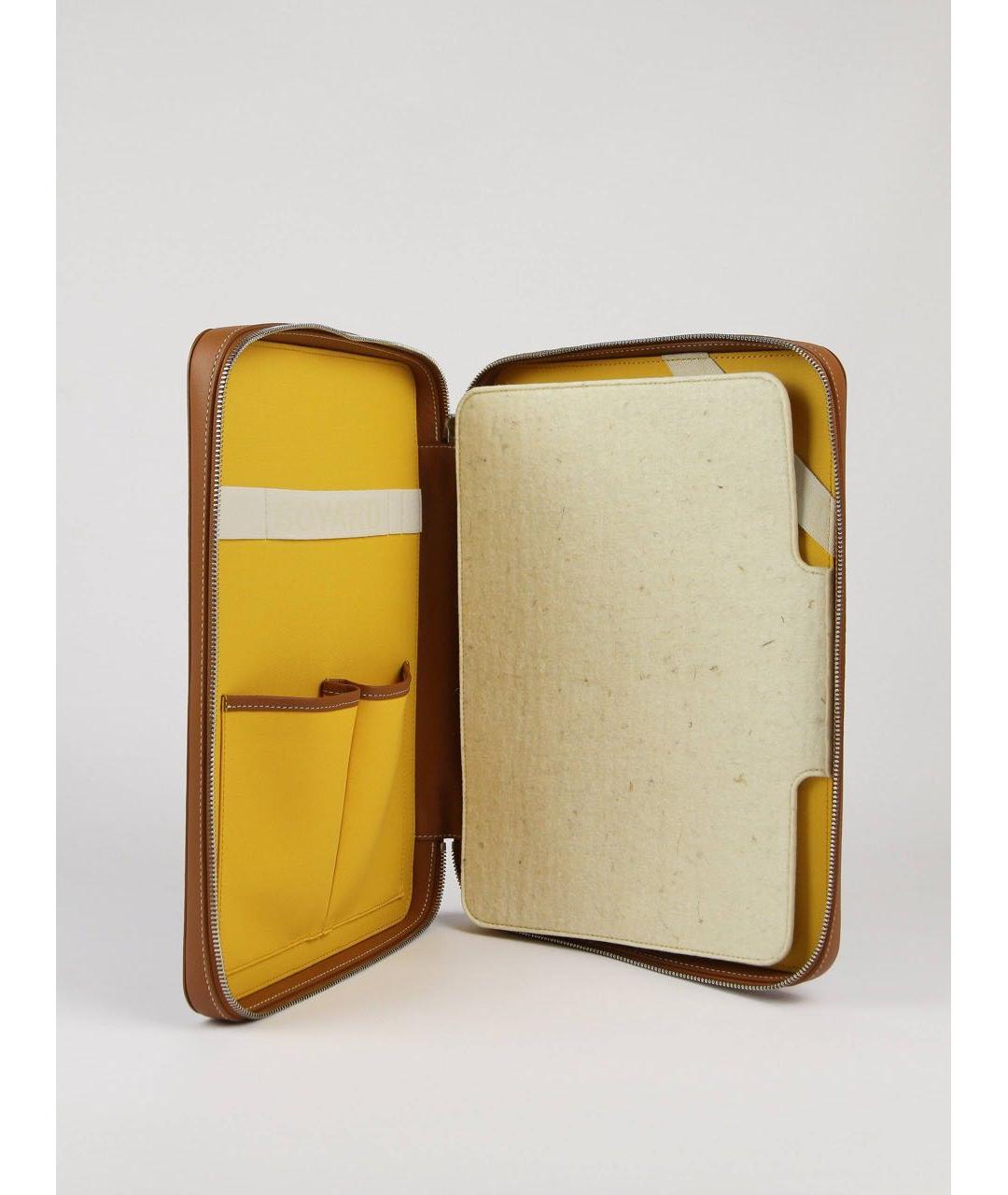 GOYARD Коричневая кожаная папка для документов, фото 2