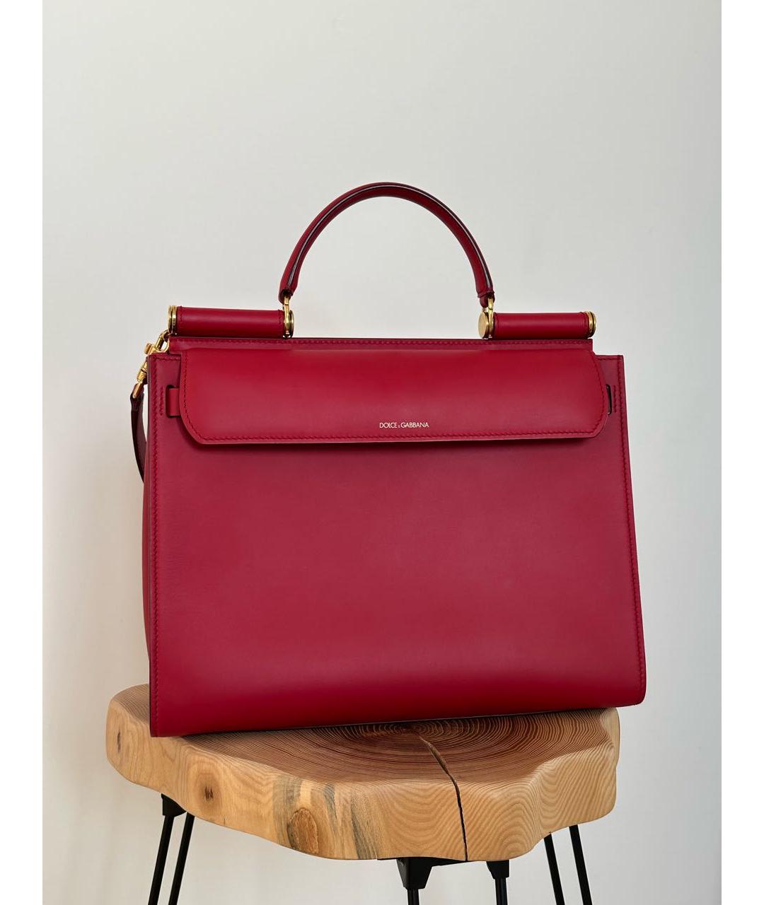 DOLCE&GABBANA Красная кожаная сумка с короткими ручками, фото 9