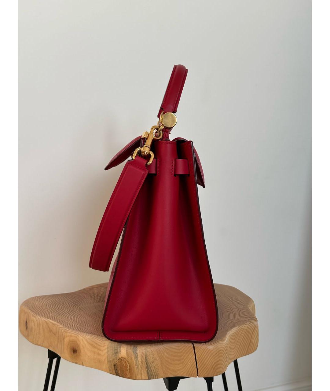 DOLCE&GABBANA Красная кожаная сумка с короткими ручками, фото 2