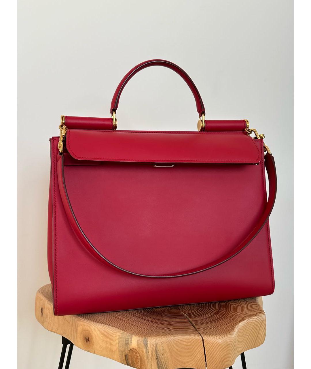 DOLCE&GABBANA Красная кожаная сумка с короткими ручками, фото 4