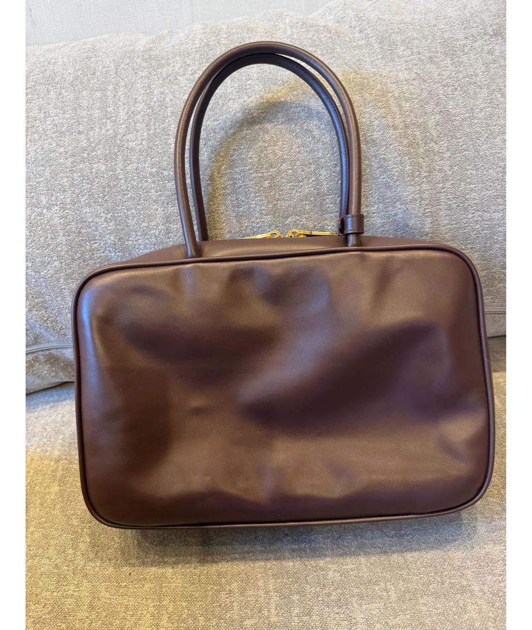 MIU MIU Коричневая кожаная сумка с короткими ручками, фото 3