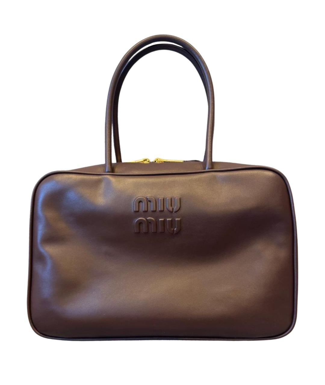 MIU MIU Коричневая кожаная сумка с короткими ручками, фото 1