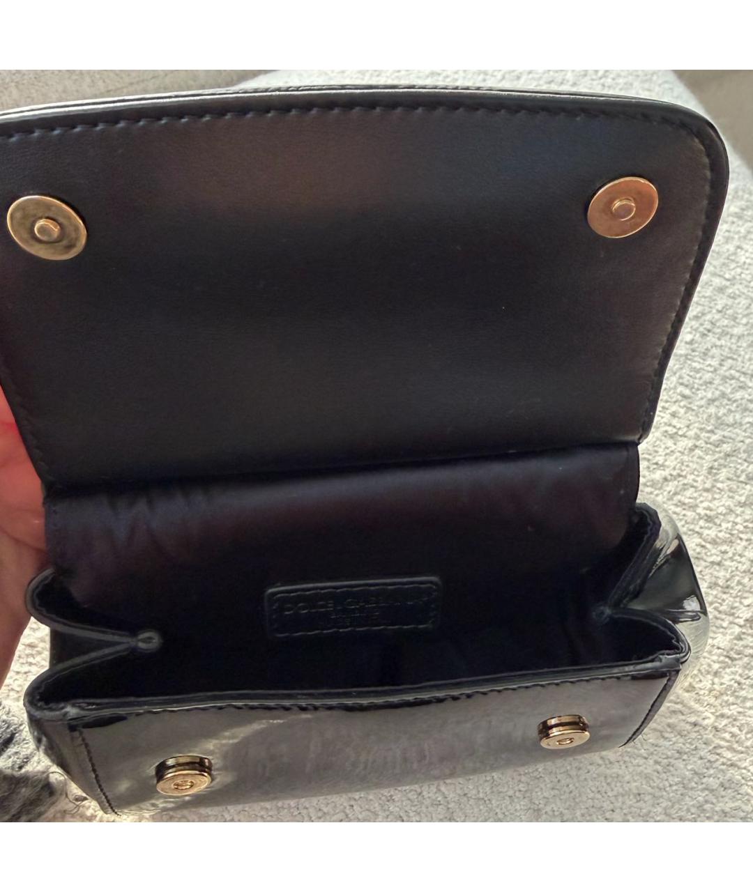 DOLCE&GABBANA Черная сумка с короткими ручками из лакированной кожи, фото 4