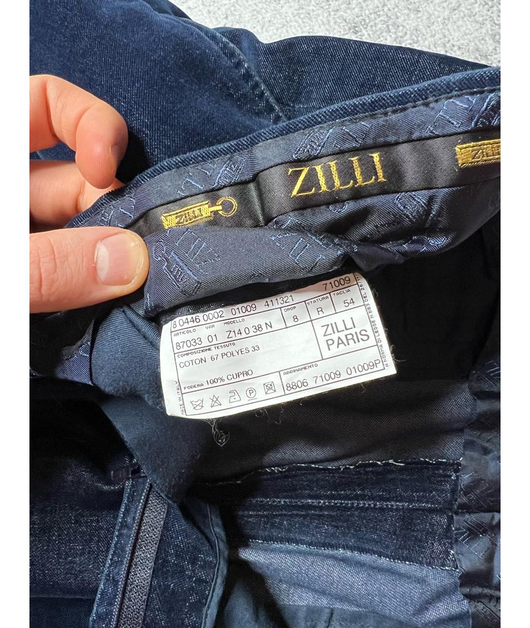 ZILLI Темно-синие хлопковые повседневные брюки, фото 7
