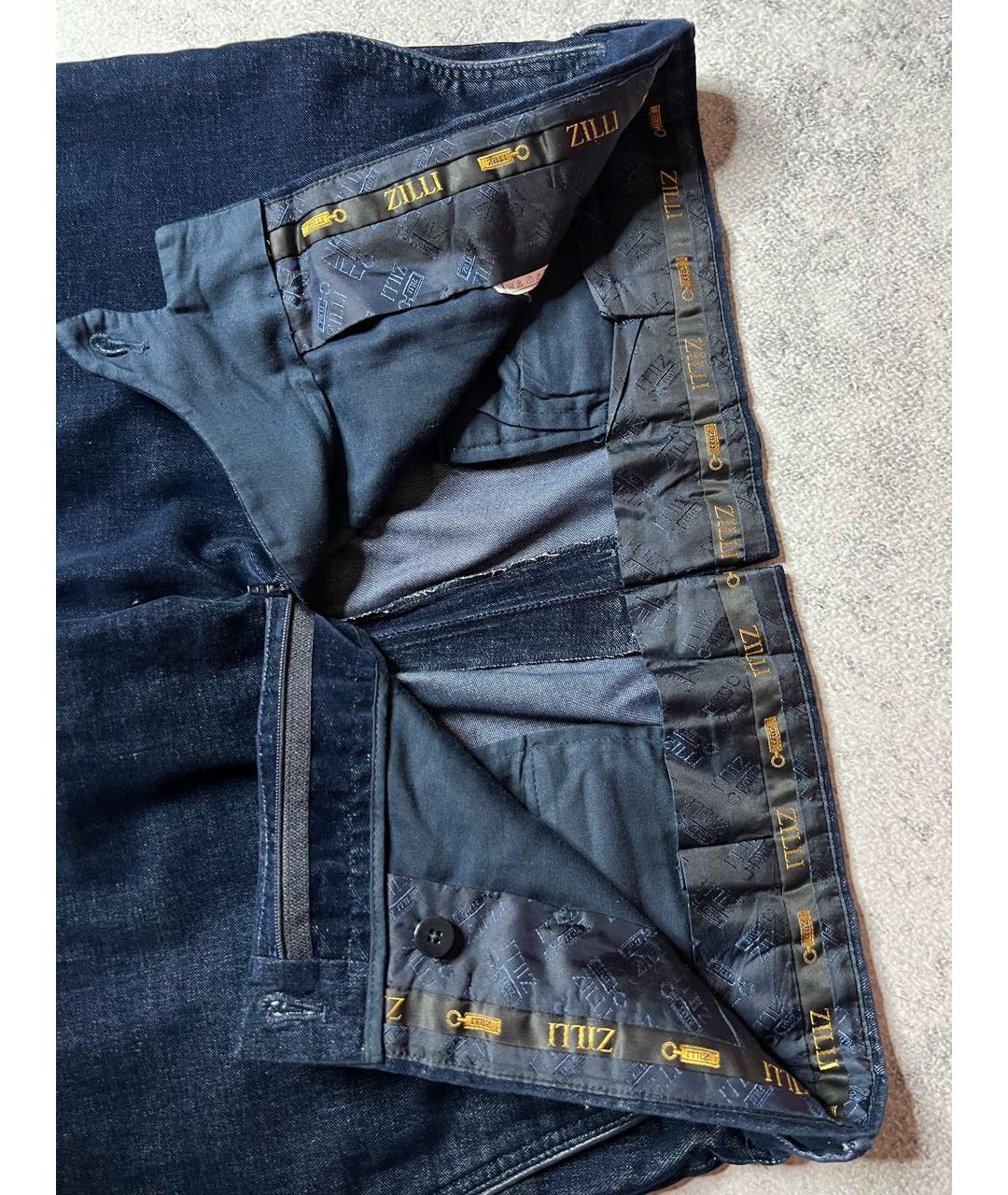 ZILLI Темно-синие хлопковые повседневные брюки, фото 4