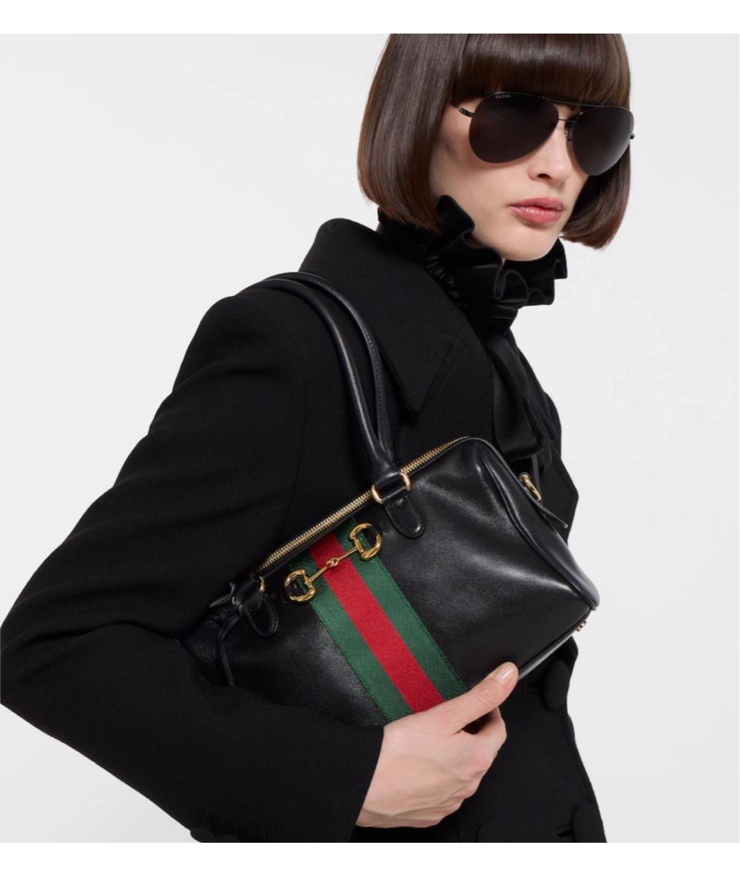 GUCCI Черная кожаная сумка тоут, фото 3