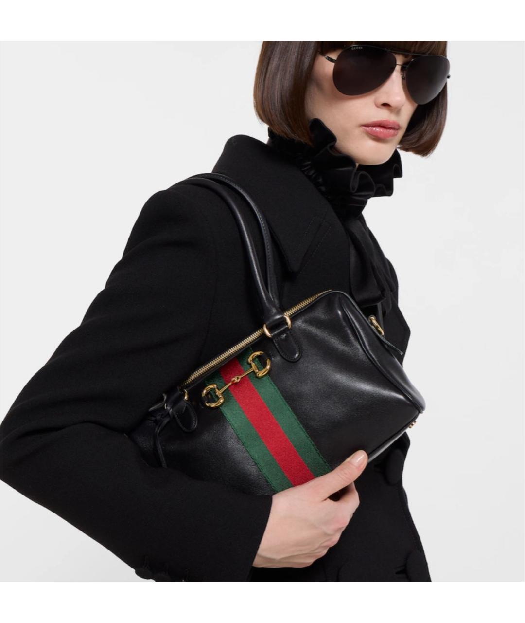 GUCCI Черная кожаная сумка тоут, фото 4