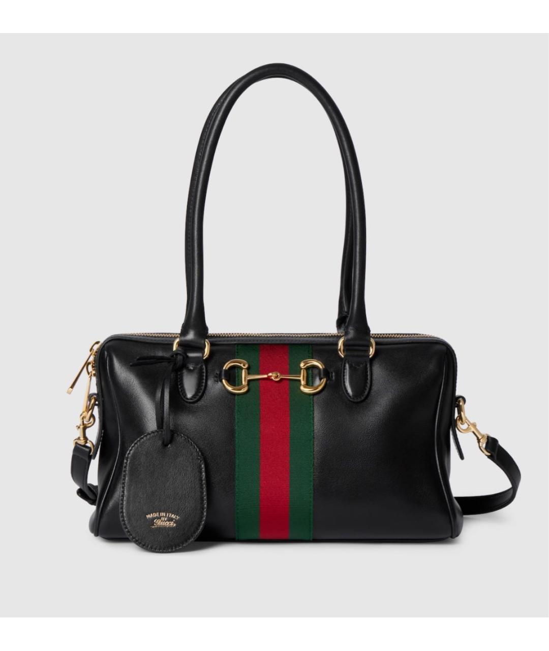 GUCCI Черная кожаная сумка тоут, фото 5