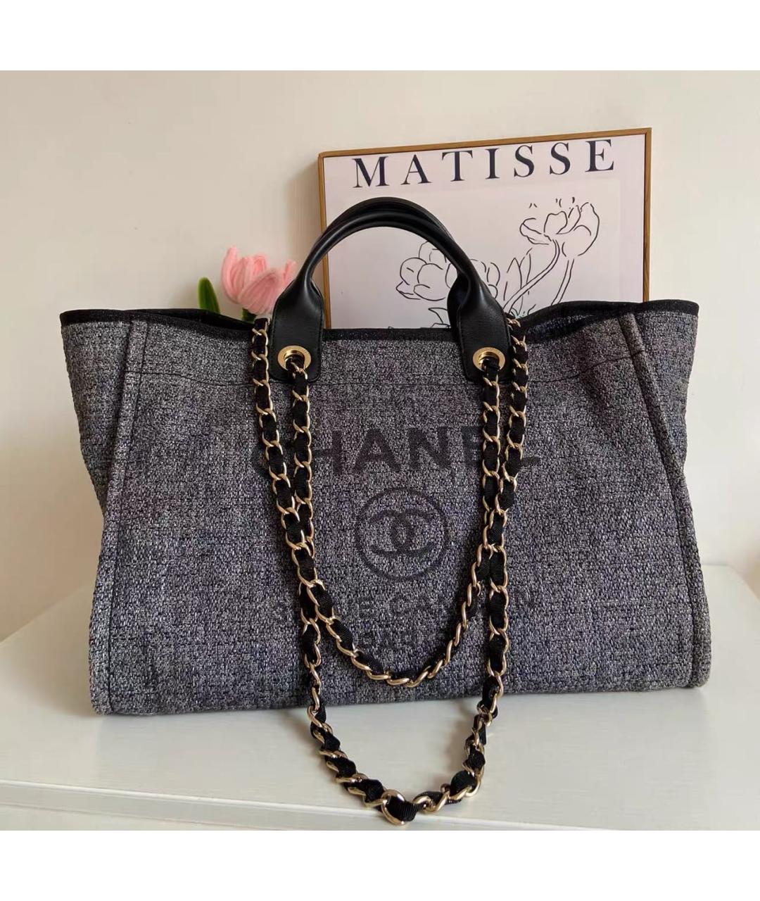 CHANEL Черная кожаная сумка тоут, фото 9