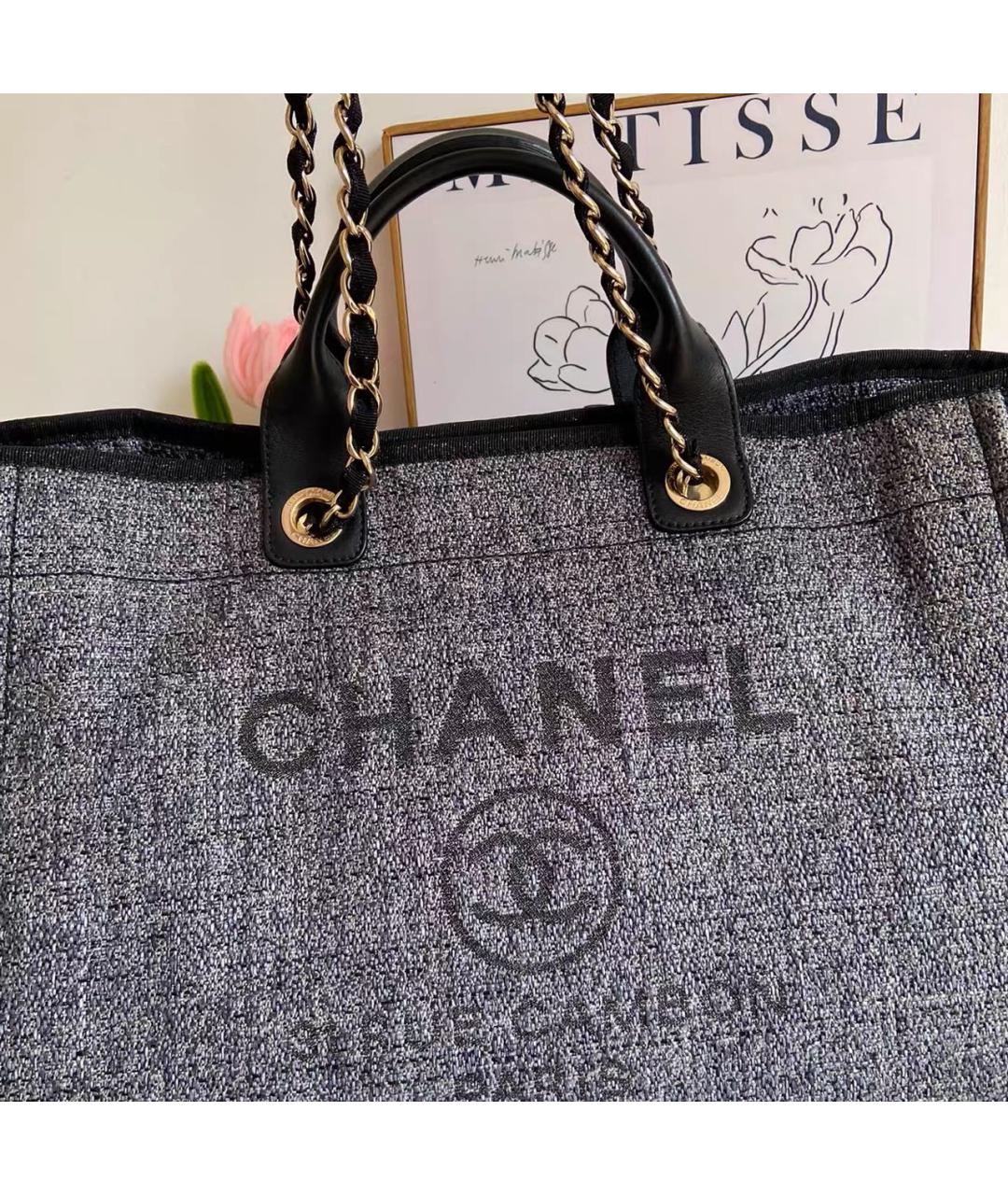 CHANEL Черная кожаная сумка тоут, фото 2