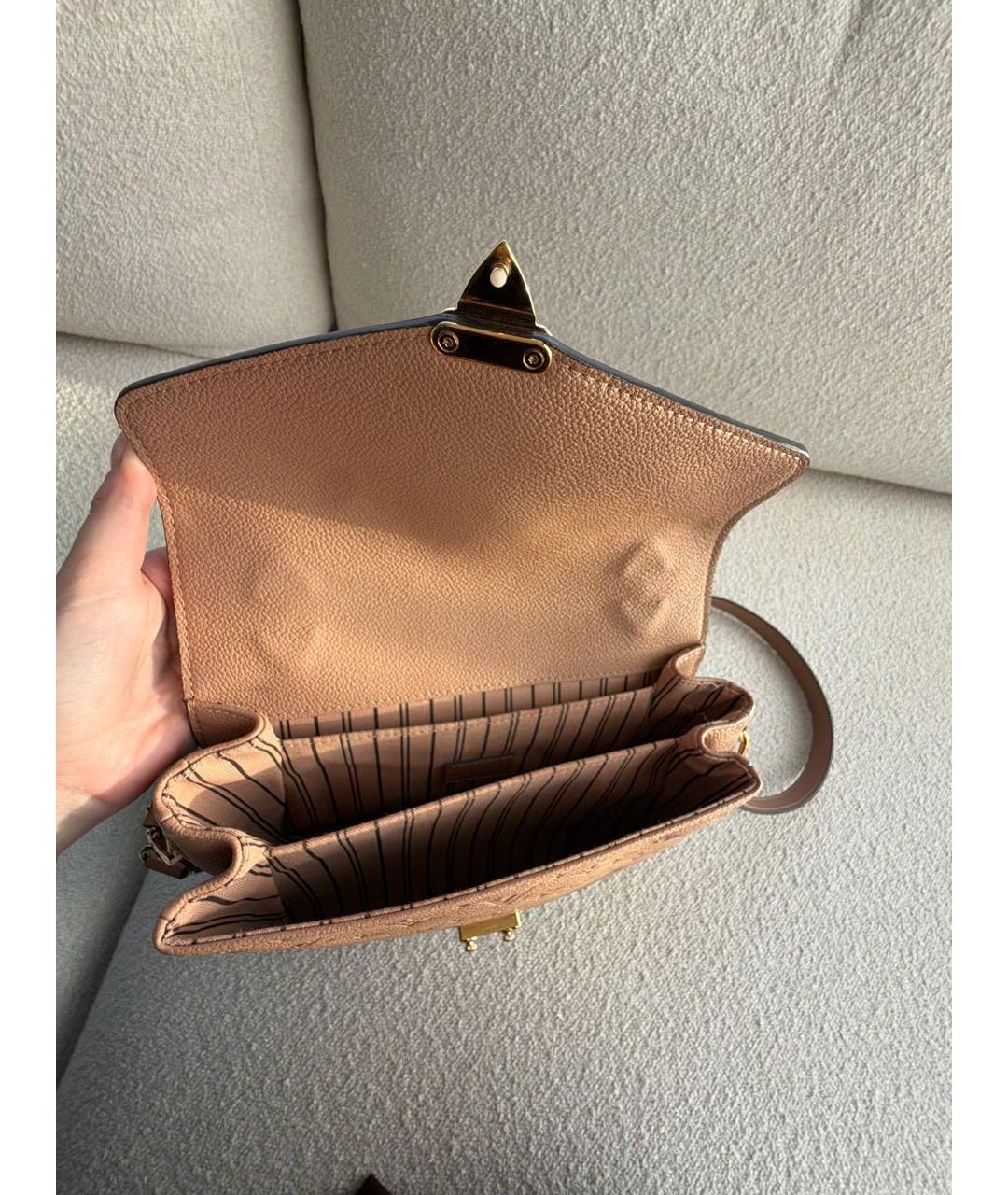 LOUIS VUITTON Бежевая кожаная сумка с короткими ручками, фото 3