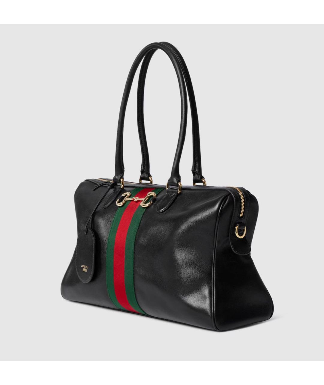 GUCCI Черная кожаная сумка тоут, фото 3