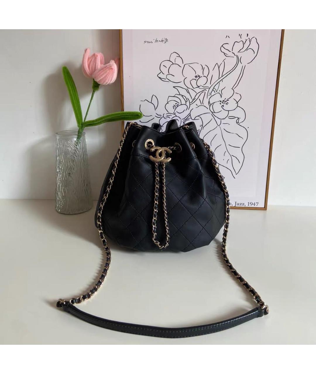CHANEL Черная кожаная сумка через плечо, фото 9